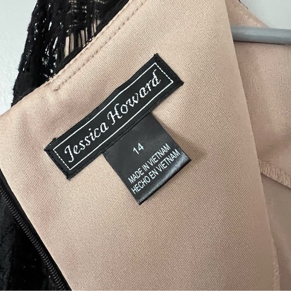 NWT Jessica Howard Black Lace Cocktail Midi Dress 14 Wedding 20s Gatsby Romantic - Picture 9 of 9